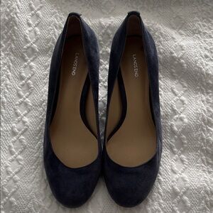 Lands' End Women's Dark Blue Suede Flats